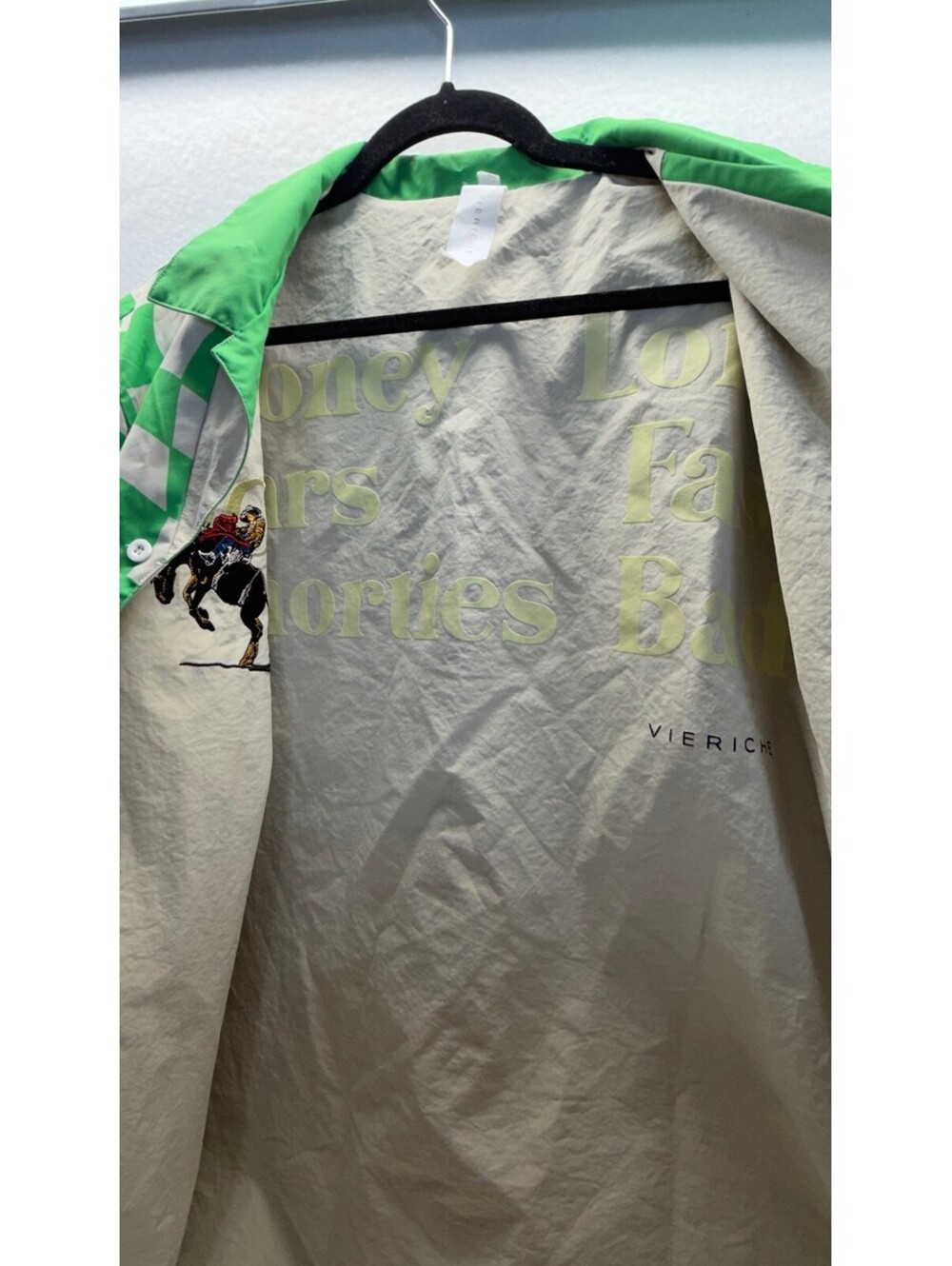 Vieriche Men's Green Checkered Cowboy Graphic Button Up Shirt Size 2XL E-4 - Picture 6 of 11